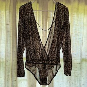 Cheetah print! Sheer! M/L! SEXY BODYSUIT!